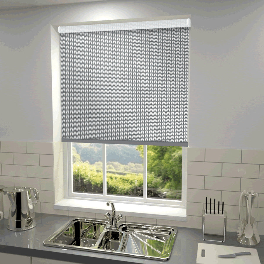 Orla Kiely Tiny Stem Made to Measure Blackout Roller Blind Cool Grey