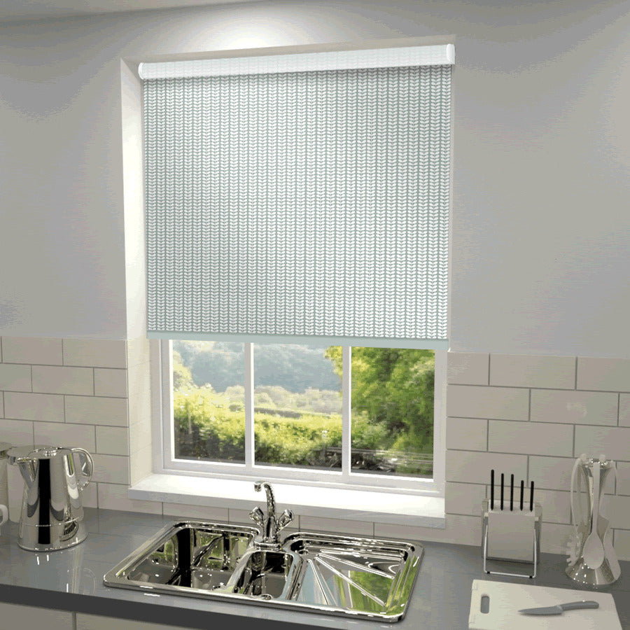 Orla Kiely Tiny Stem Made to Measure Blackout Roller Blind Duckegg