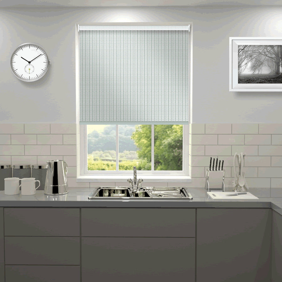 Orla Kiely Tiny Stem Made to Measure Blackout Roller Blind Duckegg