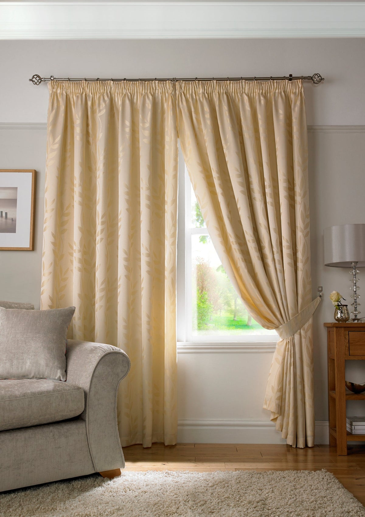 Tivoli Lined Ready Made Pencil Pleat Curtains Cream