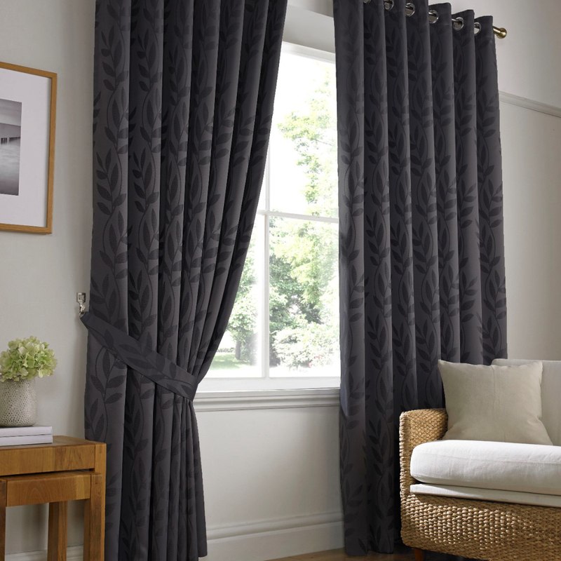 Tivoli Ready Made Eyelet Curtains Charcoal