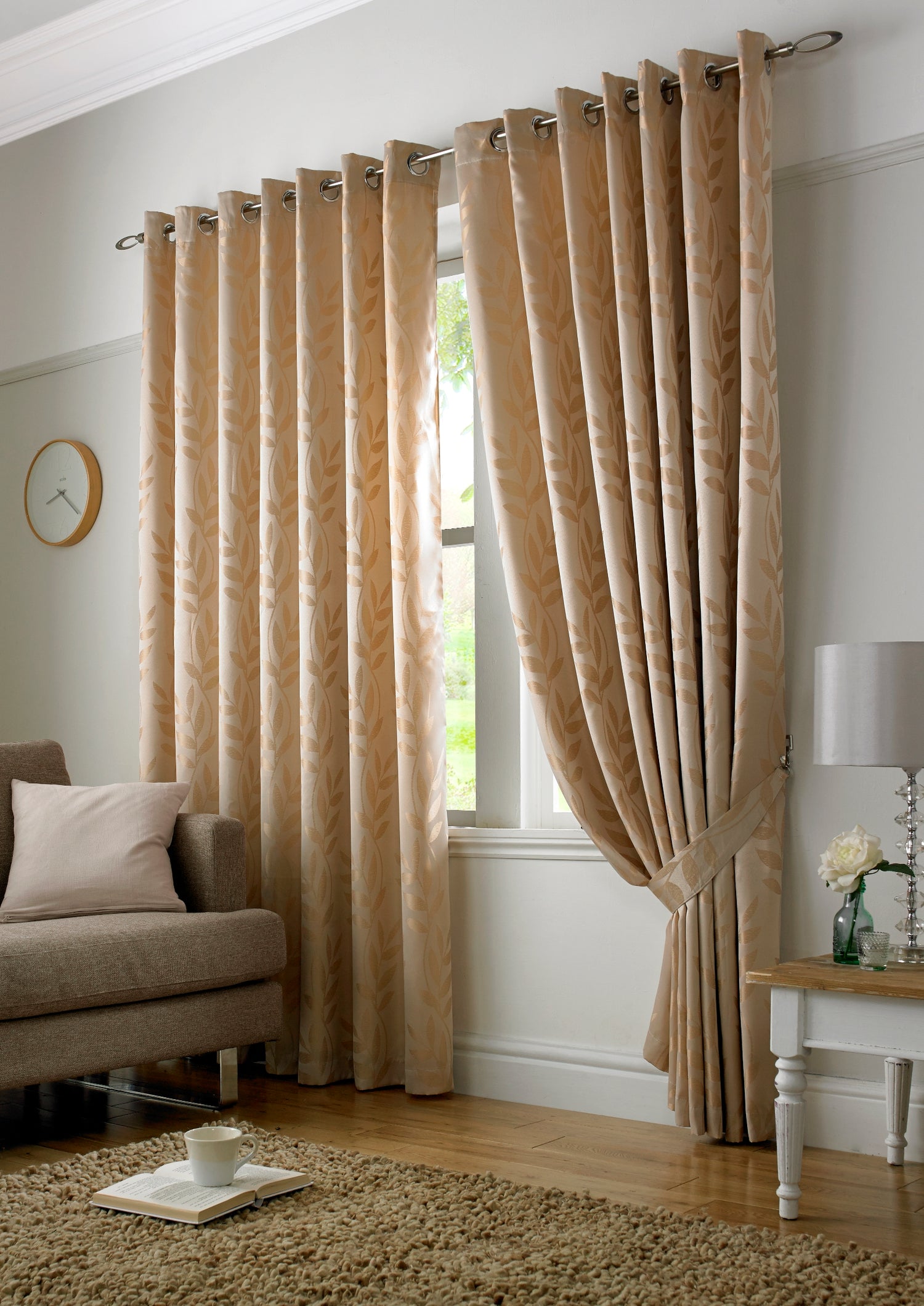 Tivoli Ready Made Eyelet Curtains Latte