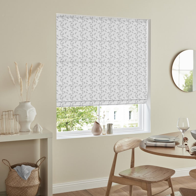 Leaf Vine Made to Measure Roman Blind Platinum