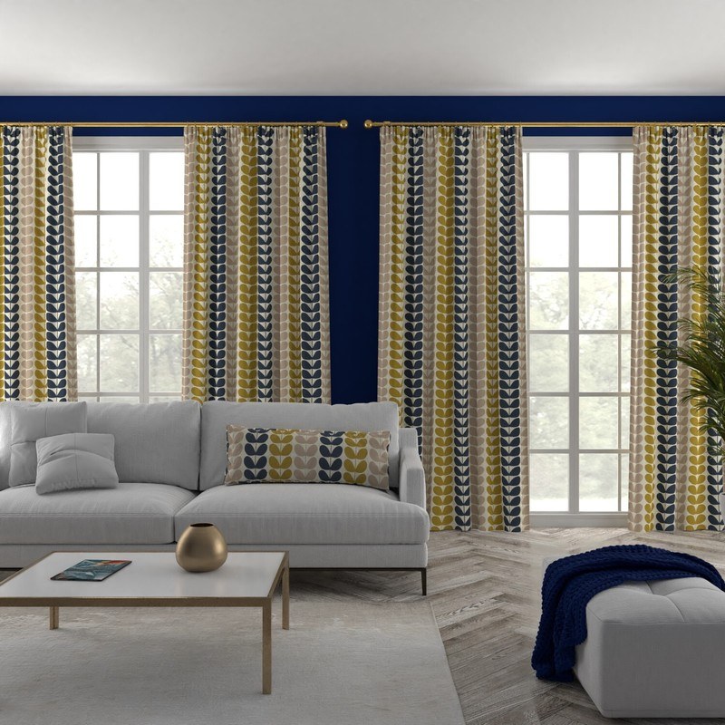 Orla Kiely Trio Stem Made to Measure Curtain Ochre