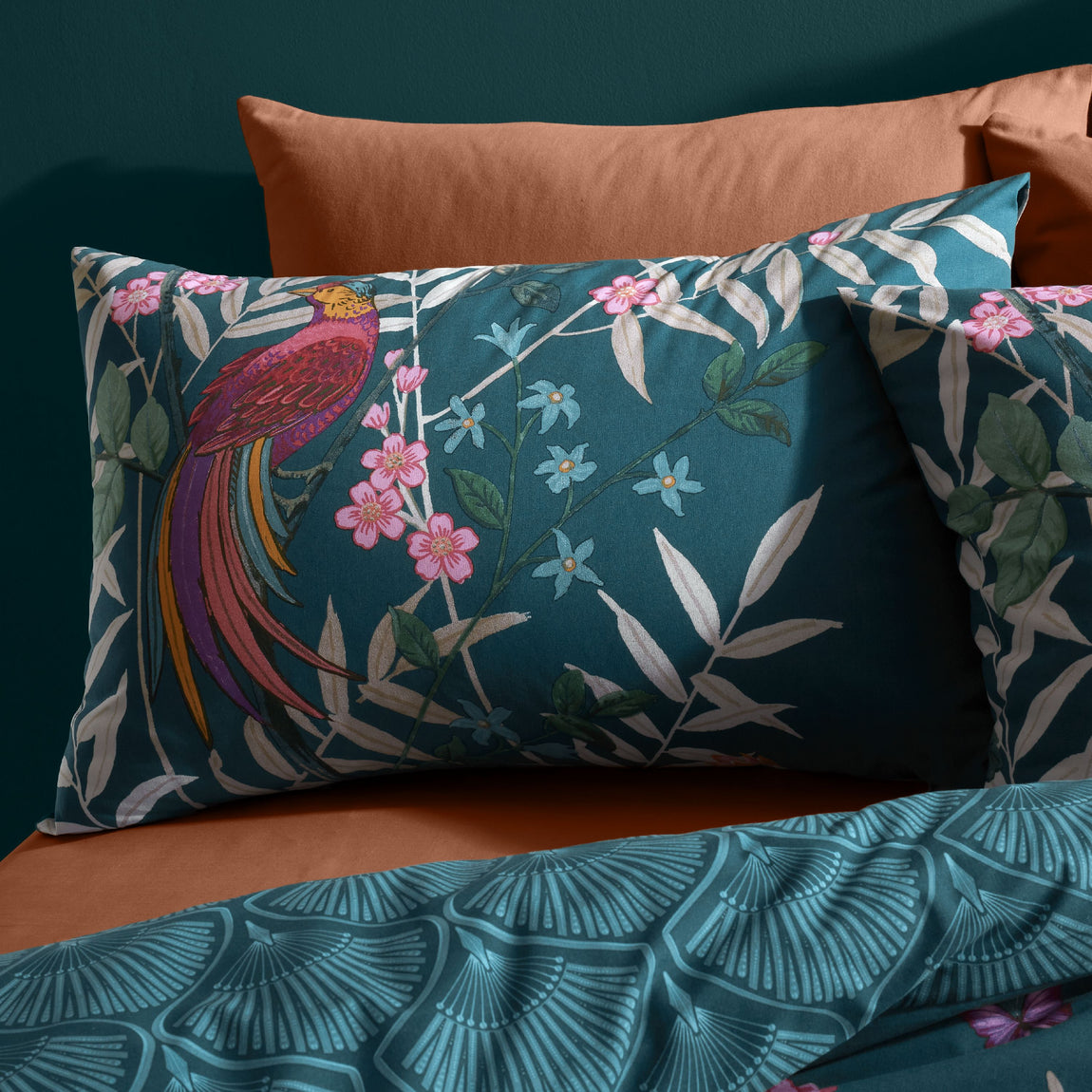 Catherine Lansfield Tropical Floral Birds Duvet Cover Bedding Set Blue