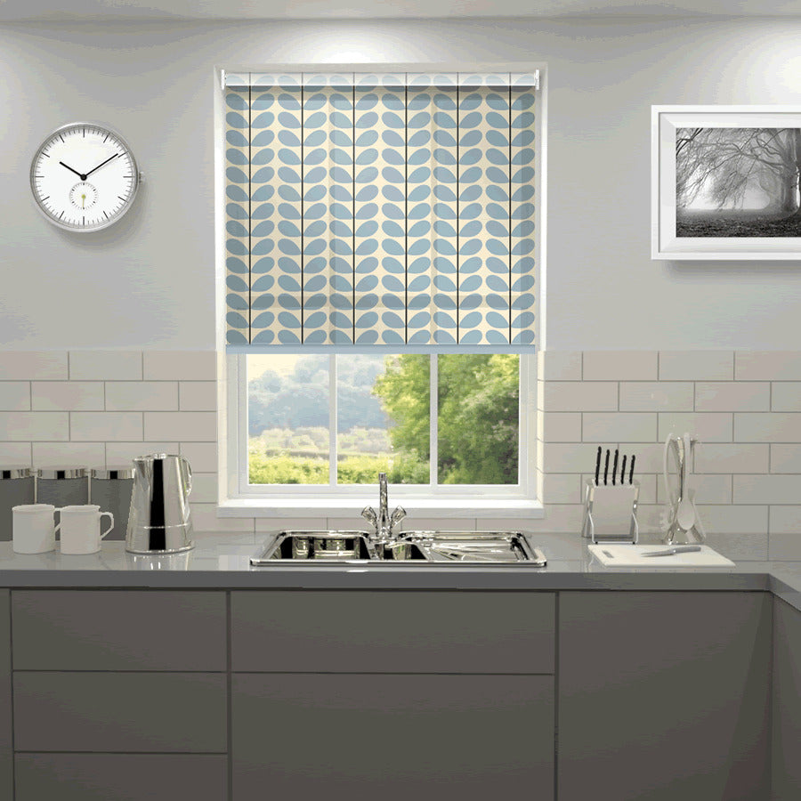 Orla Kiely Two Colour Stem Made to Measure Roller Blind Powder Blue