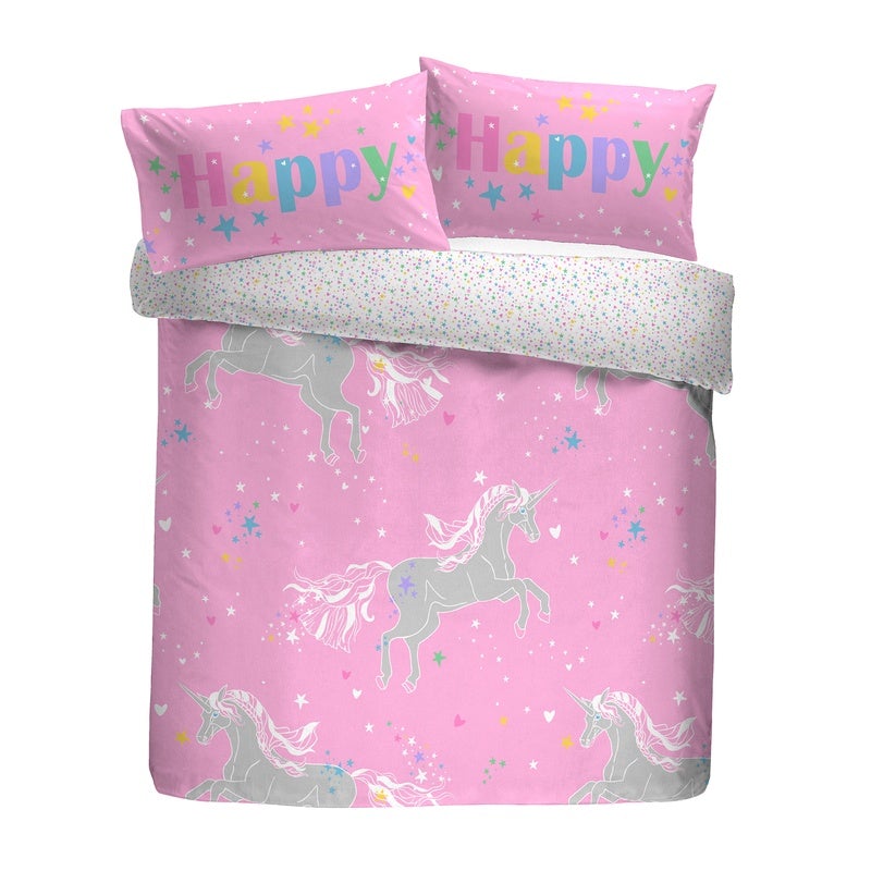 Bedlam Unicorn Glow Childrens Bedding Pink
