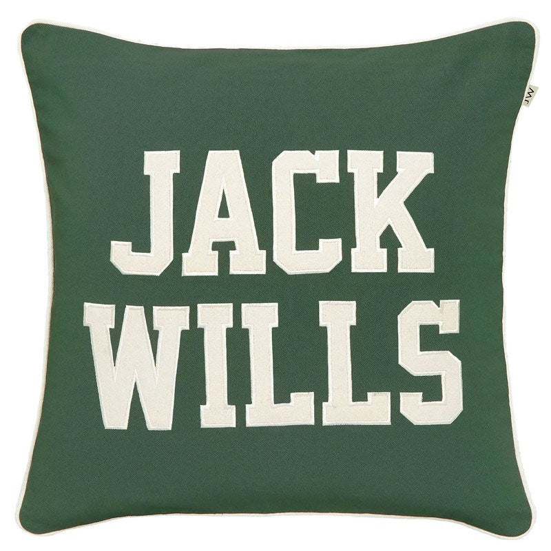 Jack Wills Varsity Filled Cushion in Dark Green, Low Price Delivery