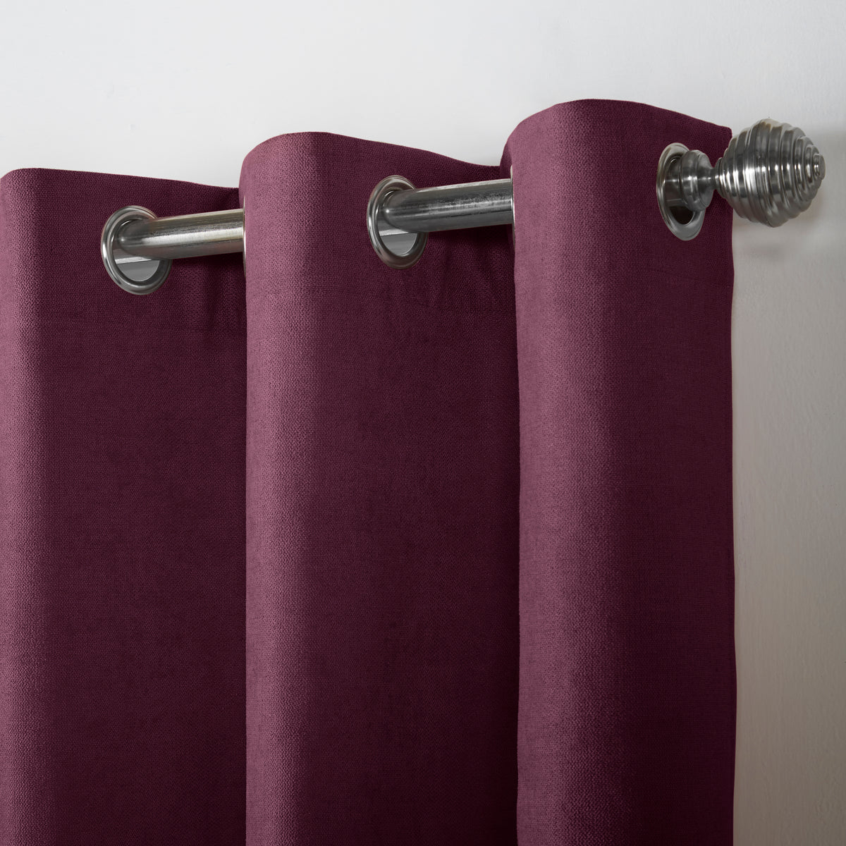 Chenille Ready Made Eyelet Curtains Aubergine
