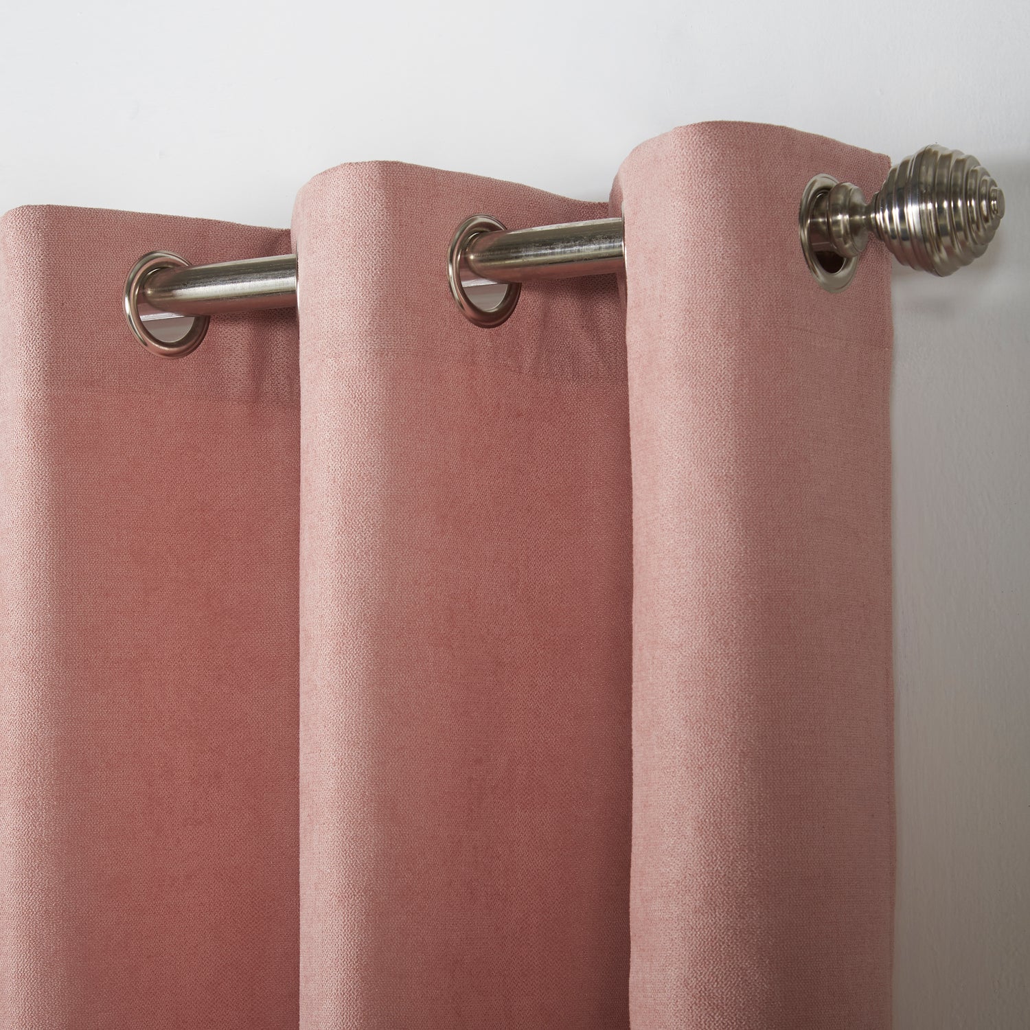 Chenille Ready Made Eyelet Curtains Blush