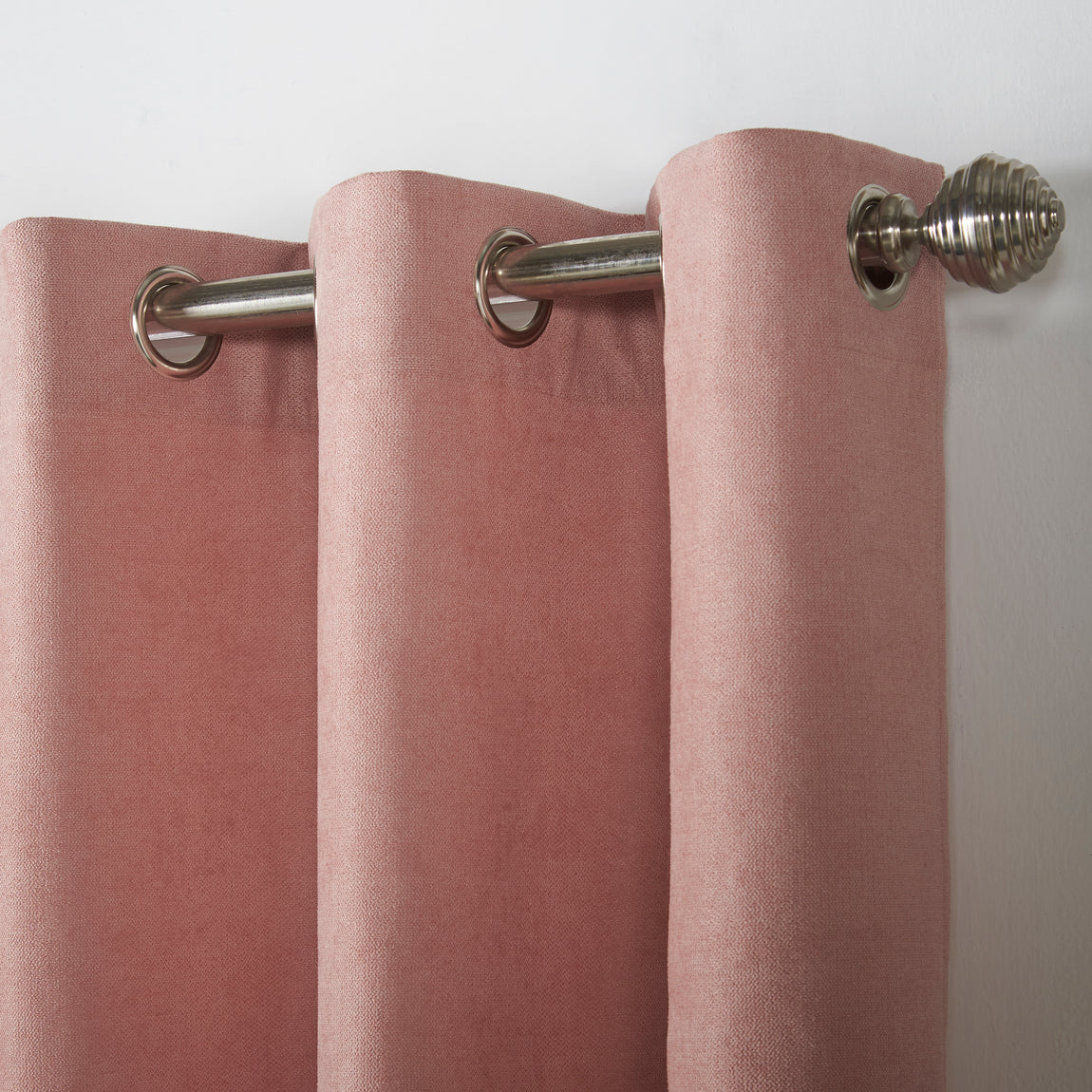Chenille Ready Made Eyelet Curtains Blush