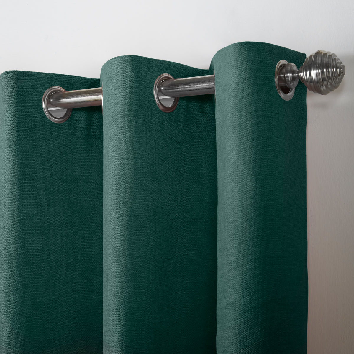 Chenille Ready Made Eyelet Curtains Green