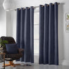 Chenille Ready Made Eyelet Curtains Navy