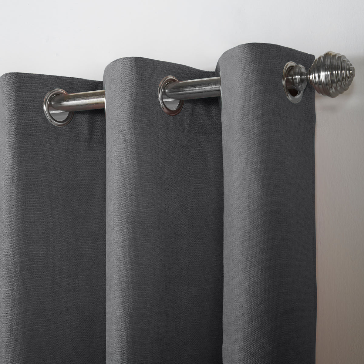 Chenille Ready Made Eyelet Curtains Slate