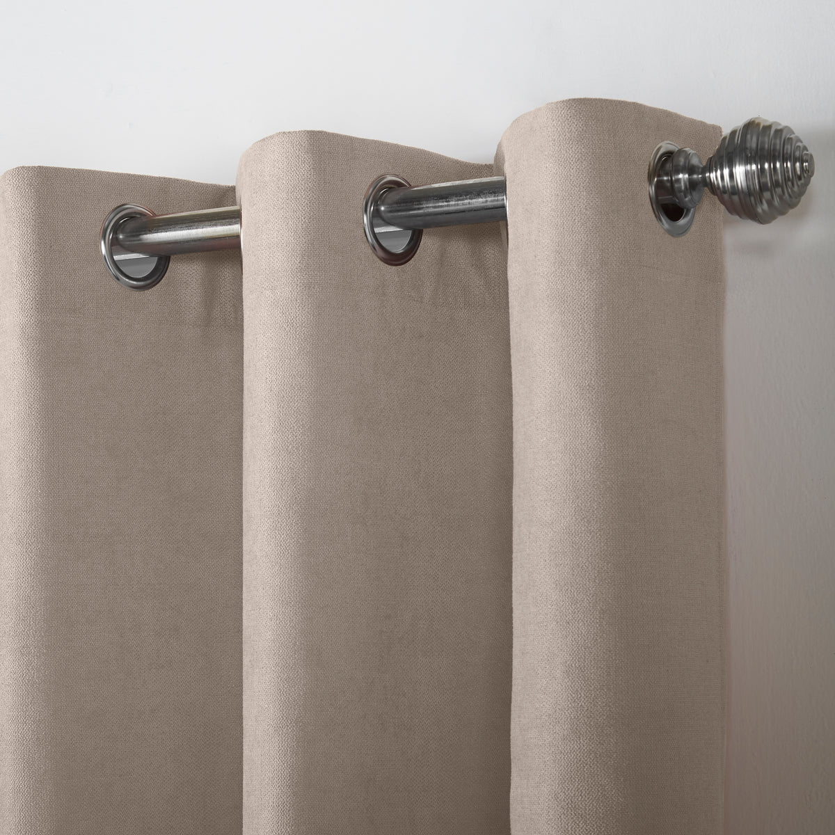 Chenille Ready Made Eyelet Curtains Taupe