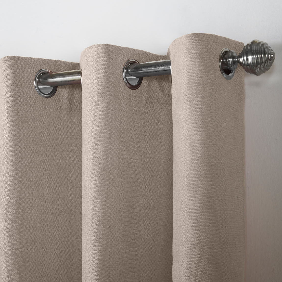 Chenille Ready Made Eyelet Curtains Taupe