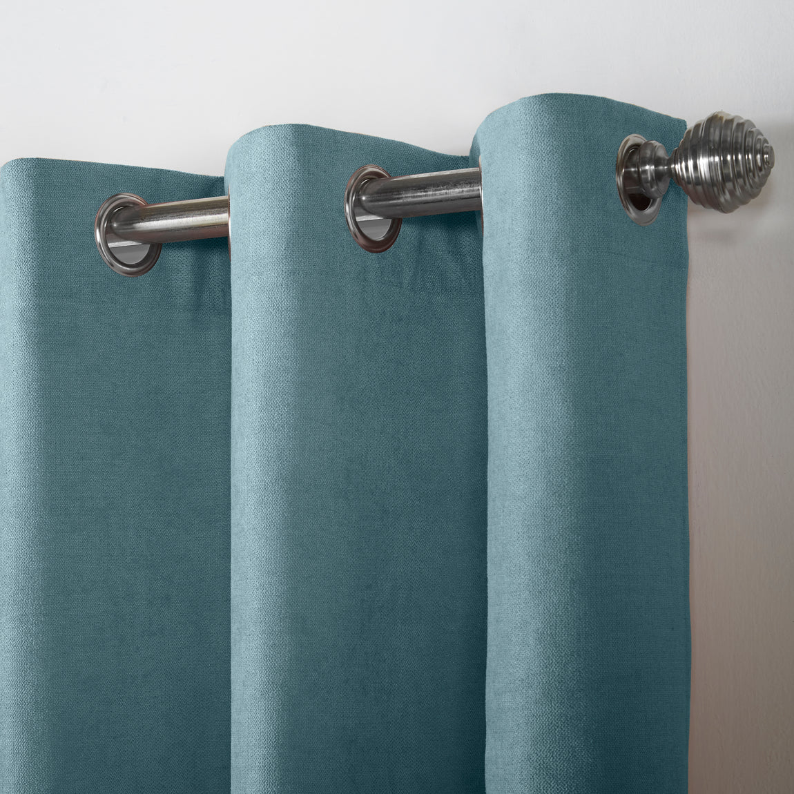 Chenille Ready Made Eyelet Curtains Teal
