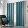 Chenille Ready Made Eyelet Curtains Teal