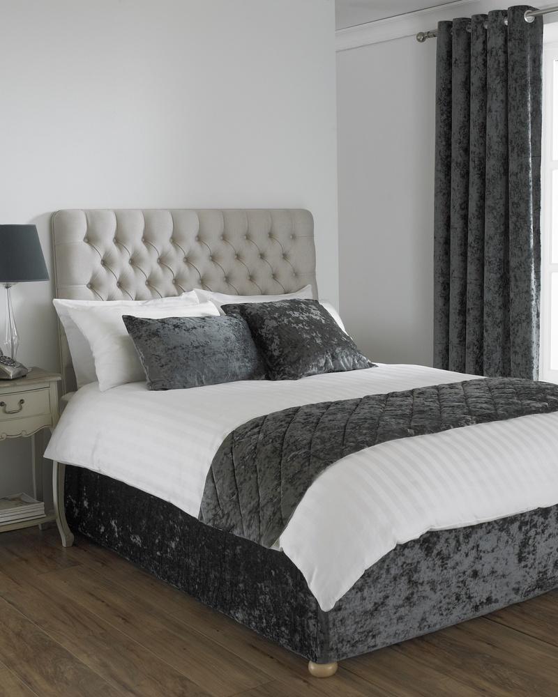 Verona Crushed Velvet Bed Runner in Pewter Terrys Fabrics UK