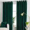 Paoletti Verona Crushed Velvet Ready Made Eyelet Curtains Emerald