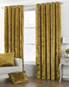 Paoletti Verona Crushed Velvet Lined Ready Made Eyelet Curtains Ochre