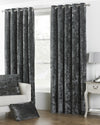Paoletti Verona Crushed Velvet Lined Ready Made Eyelet Curtains Pewter