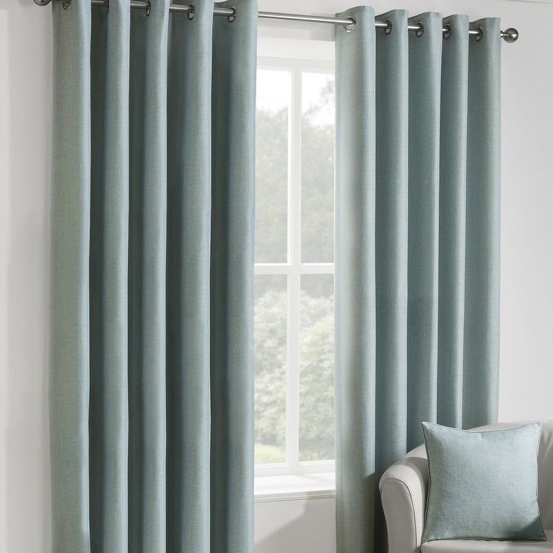 Versailles Ready Made Lined Eyelet Curtains Eau De Nil