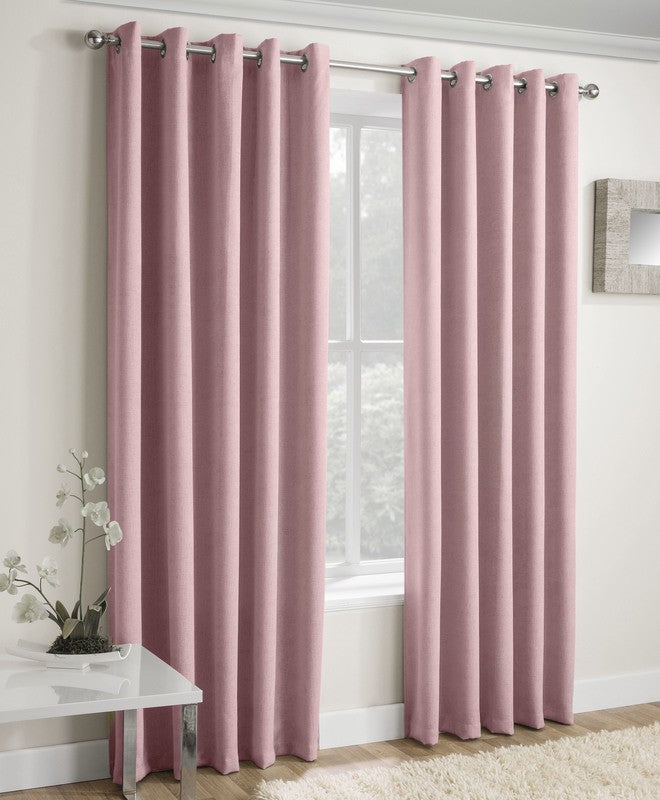 Vogue Thermal Blockout Ready Made Eyelet Curtains Blush