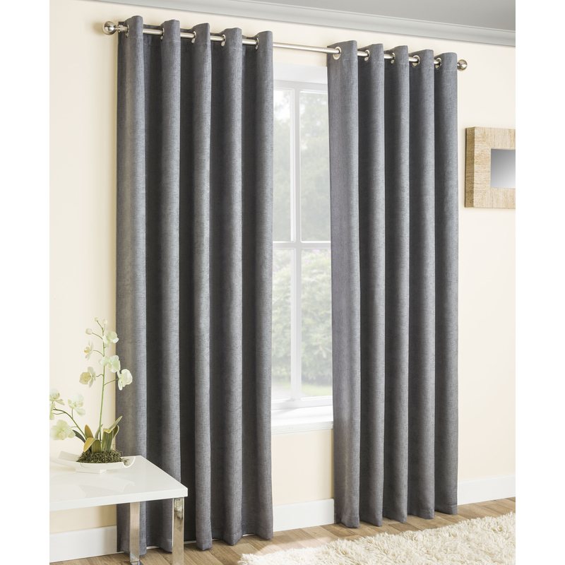 Vogue Ready Made Thermal Blockout Eyelet Curtains Grey