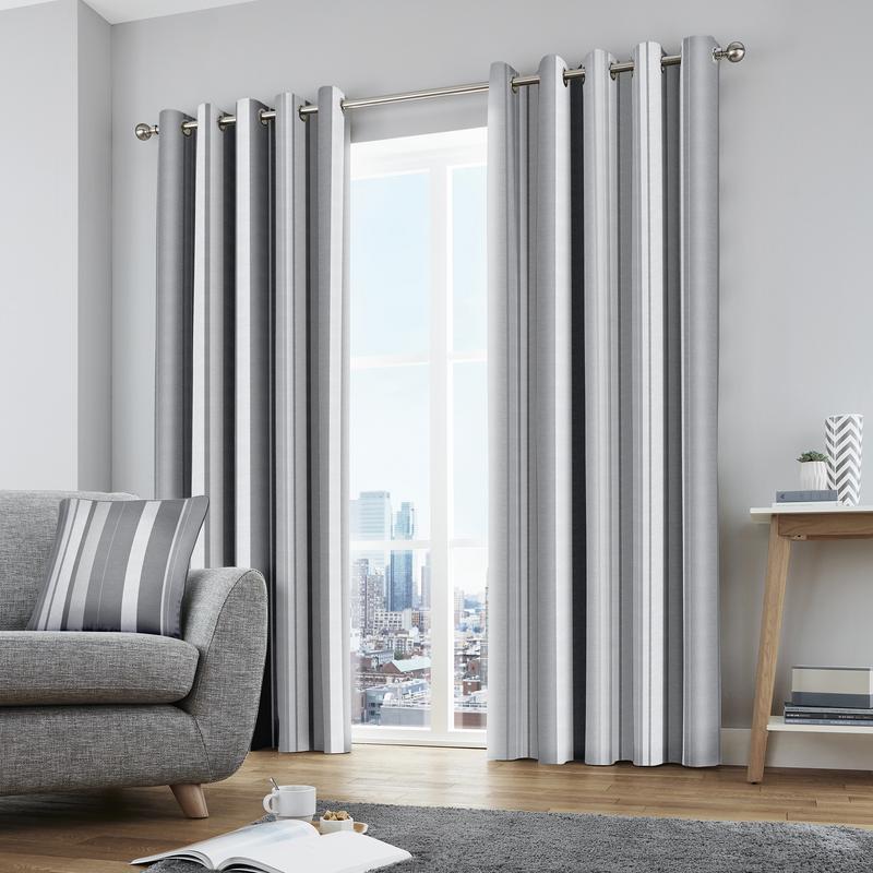 Whitworth Ready Made Lined Eyelet Curtains Grey