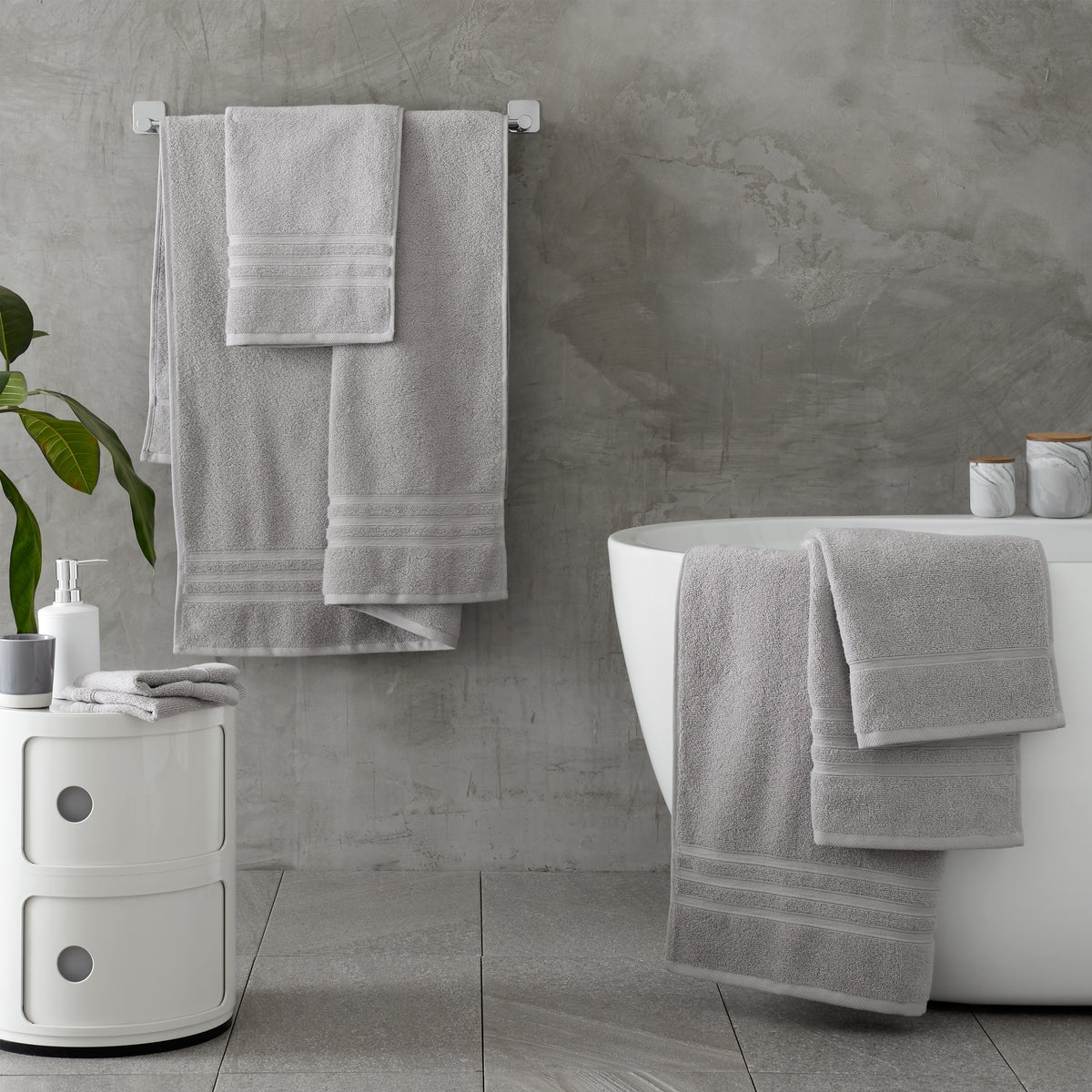 Catherine Lansfield Zero Twist Six Towel Bale Silver Grey